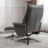 Welles Swivel Recliner Chair & Footstool Fabric Light Grey Rear View