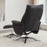 Welles Swivel Recliner Chair & Footstool Fabric Dark Grey Rear View