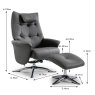 Welles Swivel Reclining Chair & Footstool Faux Suede Pewter Dimensions