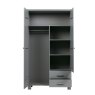 WOOOD Dennis 2 Door Wardrobe + 2 Drawers Pine Concrete Grey 