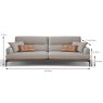 Egoitaliano Feng 3.5 Seater Sofa With Extending Backrest Microfibre Measurements