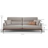 Egoitaliano Feng 3 Seater Sofa With Extending Backrest Microfibre Measurements