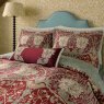 Morris & Co Honeysuckle & Tulip Reversible Double Duvet Cover Set Red & Gold Close Up