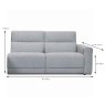 Federico Modular 3 Seater Sofa With Electric Footrest & Headrest RHF Fabric Category 20 Measurement