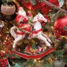 Santa With Child & Rocking Horse 34cm