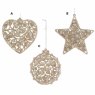 Plastic Baubles With Glitter Champagne 10cm (Choice Of 3)