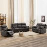 Galloway Manual Reclining 3 Seater Sofa With Fold Down Tray Suede Look Slate Lifestyle