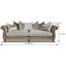 Alexander & James Utopia 4 Seater Sofa Tote Leather & Fabric Mix With Studs Measurements