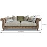 Alexander & James Utopia 3 Seater Sofa Tote Leather & Fabric Mix With Studs Measurements