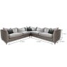 Alexander & James Haven 3 + 3 Seater Corner Sofa Leather & Fabric Mix Measurements