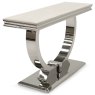 Arianna Console Table Stainless Steel & Cream Marble Effect Top Angled