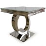 Orion Lamp/Side Table Stainless Steel & White Glass Top