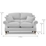 Parker Knoll Oakham 3 Seater Sofa (2 Seat Cushions) Fabric B Dimensions