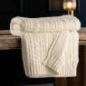 Galway Crystal Aran Knit Throw 145cm x 195cm Soft White Lifestyle