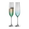 Galway Crystal Erne Champagne Flute Glasses Aqua (Set Of 2)
