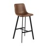 Oregon High Bar Stool Faux Leather Brandy Angled