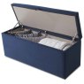 Billie Storage Ottoman Fabric Blue Open