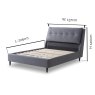 Anna Double (135cm) Bedstead Fabric Grey Dimensions