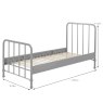Vipack Bronxx Single (90cm) Bedstead Metal Rainy Grey Measurements