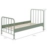 Vipack Bronxx Single (90cm) Bedstead Metal Olive Green Measurements
