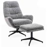 Hugo Swivel Chair With Footstool Boucle Fabric Grey