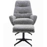 Hugo Swivel Chair With Footstool Boucle Fabric Grey Straight On
