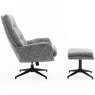 Hugo Swivel Chair With Footstool Boucle Fabric Grey Side On