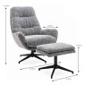 Hugo Swivel Chair With Footstool Boucle Fabric Grey Dimensions
