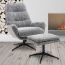 Hugo Swivel Chair With Footstool Boucle Fabric Grey Lifestyle