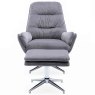 Hugo Swivel Chair With Footstool Velvet Fabric Grey Straight On