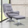 Hugo Swivel Chair With Footstool Velvet Fabric Grey Lifestyle