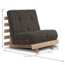 Kobe Single Futon/Sofa Bed Fabric Charcoal Dimensions