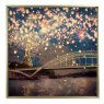 Camelot Love Wish Lanterns Over Paris 78cm x 78cm Picture By Paula Belle Flores Gold Frame