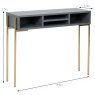 Madrid Console Table Grey & Gold Angled with Dimensions