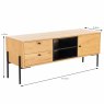 Madrid TV/Entertainment Unit Oak & Black Angled with Dimensions