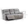 Robson Electric Reclining 3 Seater Sofa Fabric Light Grey Measurements