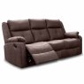 Velino Manual Reclining 3 Seater Sofa With Dropdown Tray Faux Suede Chestnut Brown