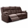 Velino 3 Seater Manual Reclining Sofa With Dropdown Tray Faux Suede Chestnut