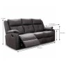 Velino Manual Reclining 3 Seater Sofa With Dropdown Tray Faux Suede Anchor Grey Dimensions