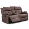 Velino Manual Reclining 2 Seater Sofa With Console Faux Suede Chestnut Brown