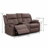 Velino Manual Reclining 2 Seater Sofa With Console Faux Suede Chestnut Brown Measure
