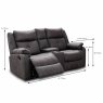 Velino Manual Reclining 2 Seater Sofa With Console Faux Suede Anchor Grey Measurements