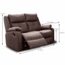 Velino Manual Reclining 2 Seater Sofa Faux Suede Chestnut Brown Measurements