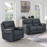 Vernazza Manual Reclining 2 Seater Sofa Faux Suede Steel Blue Lifestyle
