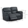 Vernazza Manual Reclining 2 Seater Sofa Faux Suede Steel Blue Measurements