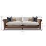Ralphie 4 Seater Sofa Tote Leather & Fabric Mix Measurements