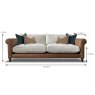 Alexander & James Ralphie 3 Seater Sofa Tote Leather & Fabric Mix Measurements