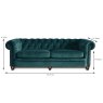 Alexander & James Abraham Junior 3.5 Seater Sofa Fabric B Measurements