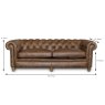 Alexander & James Abraham Junior 3.5 Seater Sofa Satchel Leather Measure