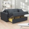 Danny 2 Seater Sofa Bed Fabric Charcoal Partially Open